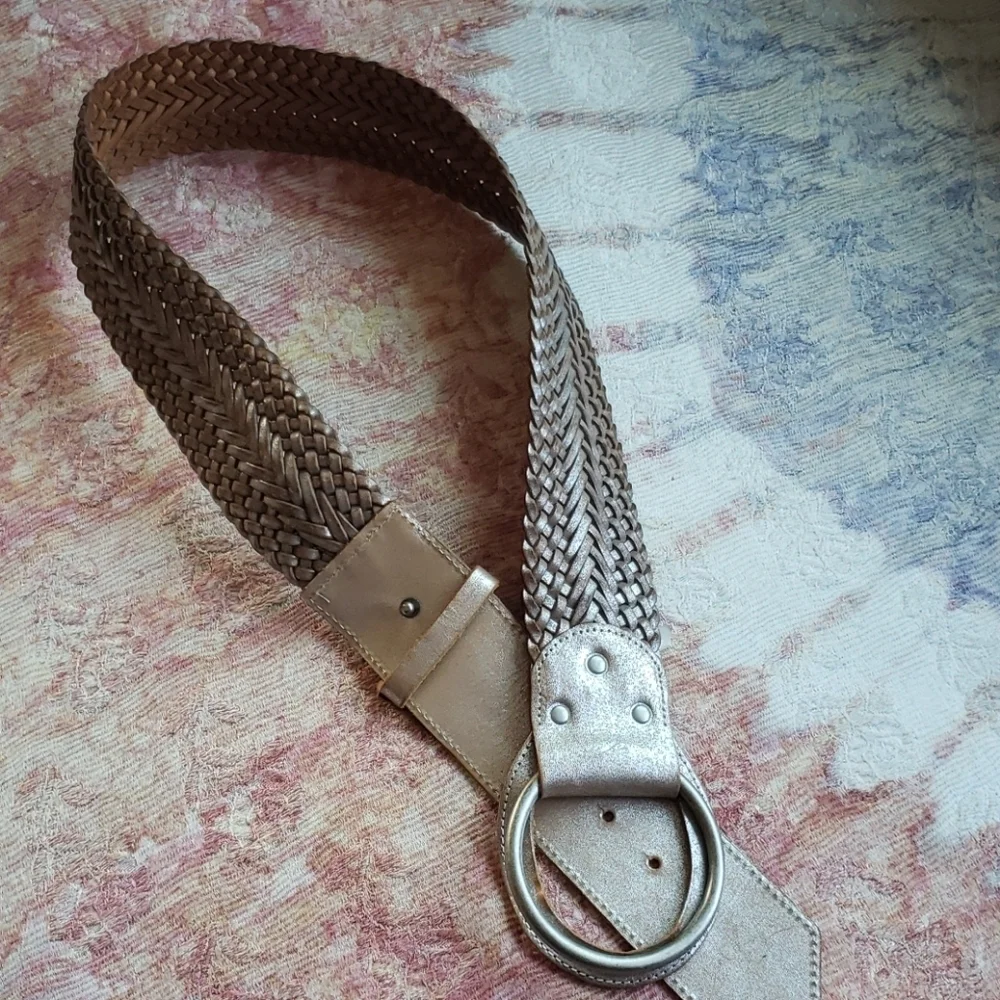 Armani Exchange brown silver breided wide belt S